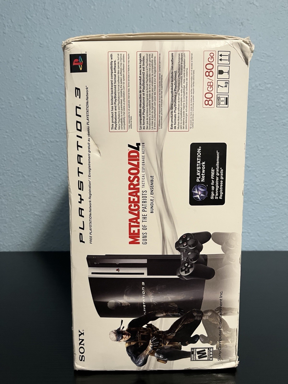 Sony PS3 Backward Compatible 80GB Model CECHE01MG Metal Gear Solid 4 Box No Game