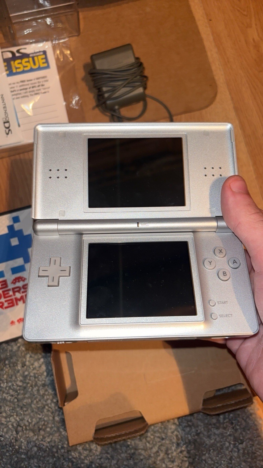 Nintendo DS Lite Launch Edition Silver Handheld System Open Box Mint Console CIB