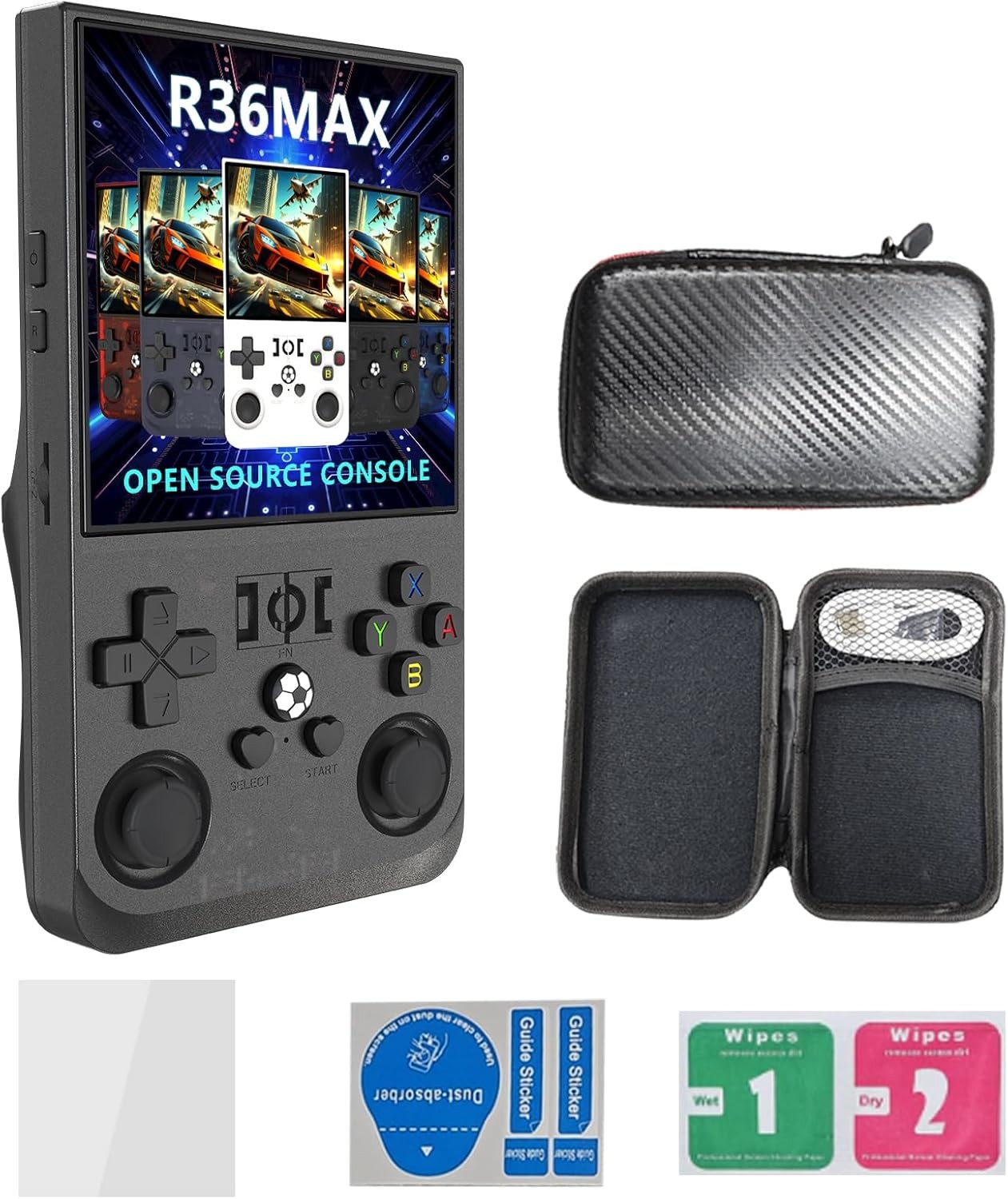 R36MAX Retro Handheld Game Console-4-inch HD IPS Screen, RK3326 1.5GHz Chip