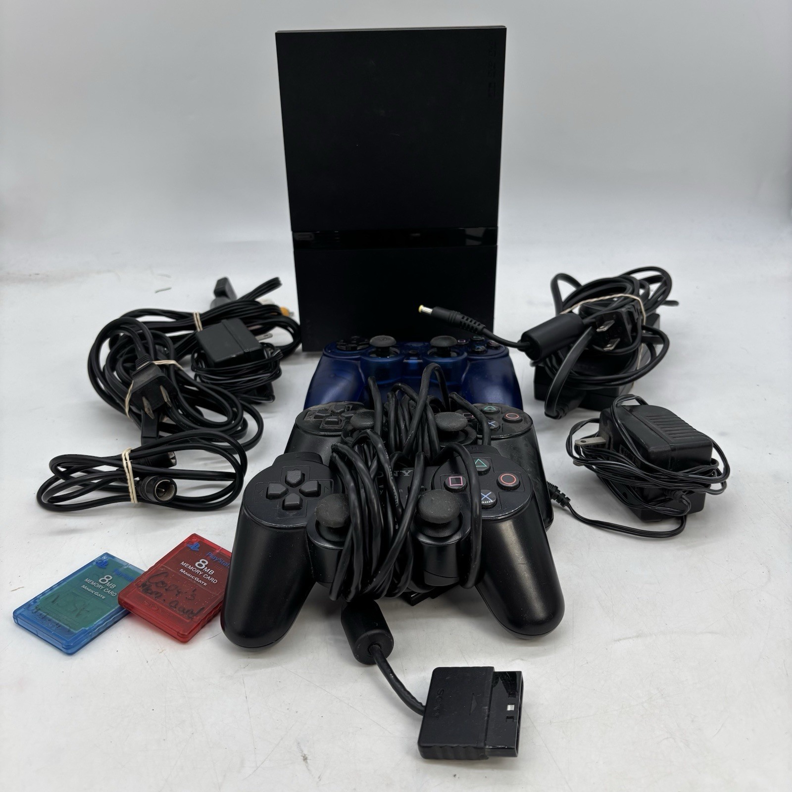PlayStation 2 Slim Console PS2 Game System & 3 Controllers Cords Working Bundle