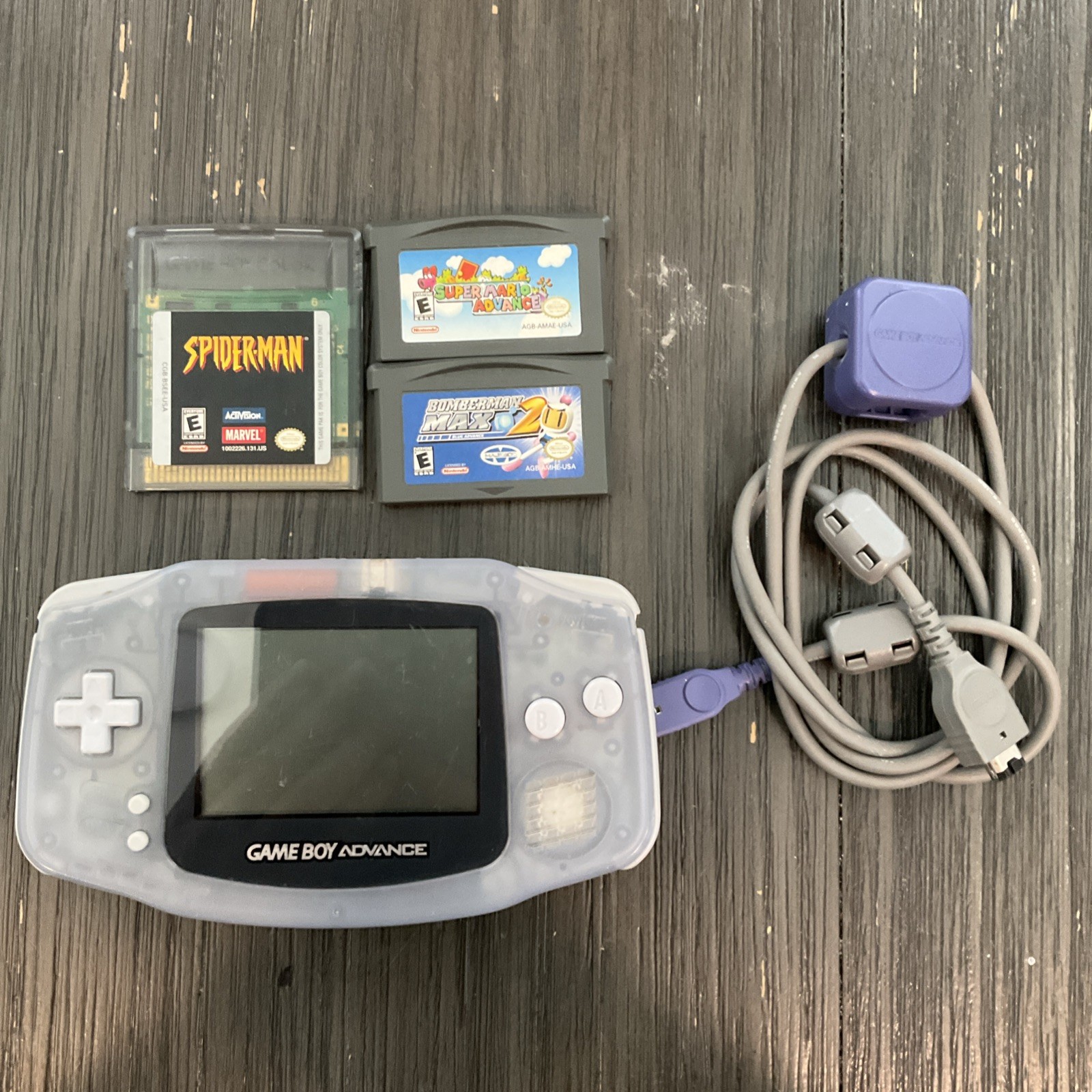 Nintendo Game Boy Advance Milky Blue Bundle W/ 3 Games & More