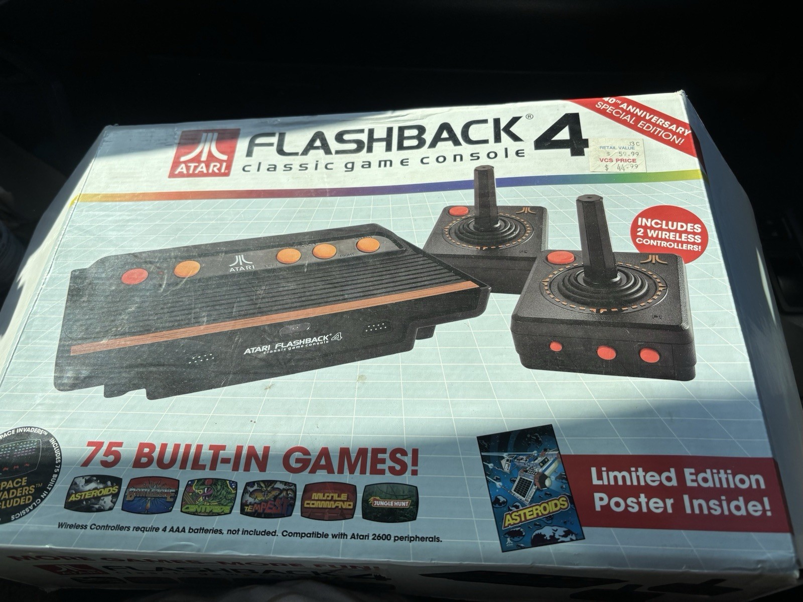 Atari Flashback 4 Black Orange Console with 75 Games & Wireless Controllers