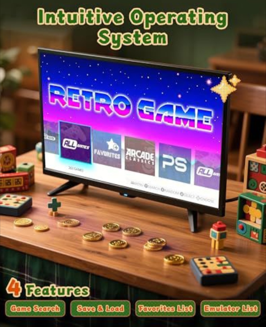Retro Libreelec Gaming System With 2 Wireless Controllers Emulates Up To PSP PS1