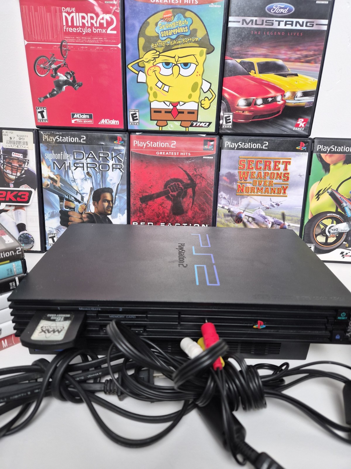 Sony PlayStation 2 PS2 FREE SHIPPING Console Bundle 19 Games/1 Cont. 16mb Mem.