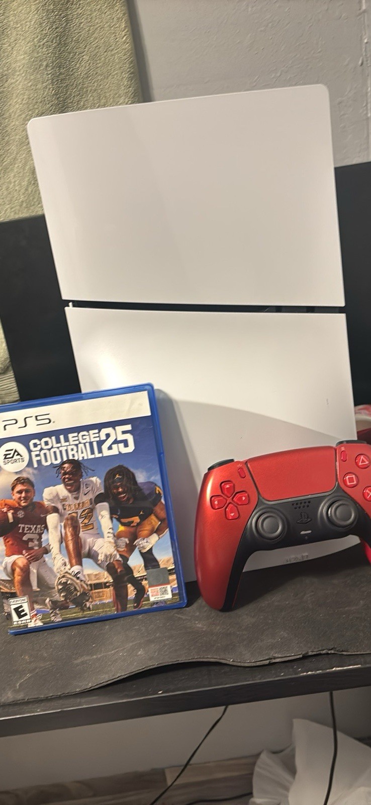 Sony PlayStation 5 White Console with Red Controller & EA Sports College Footba…