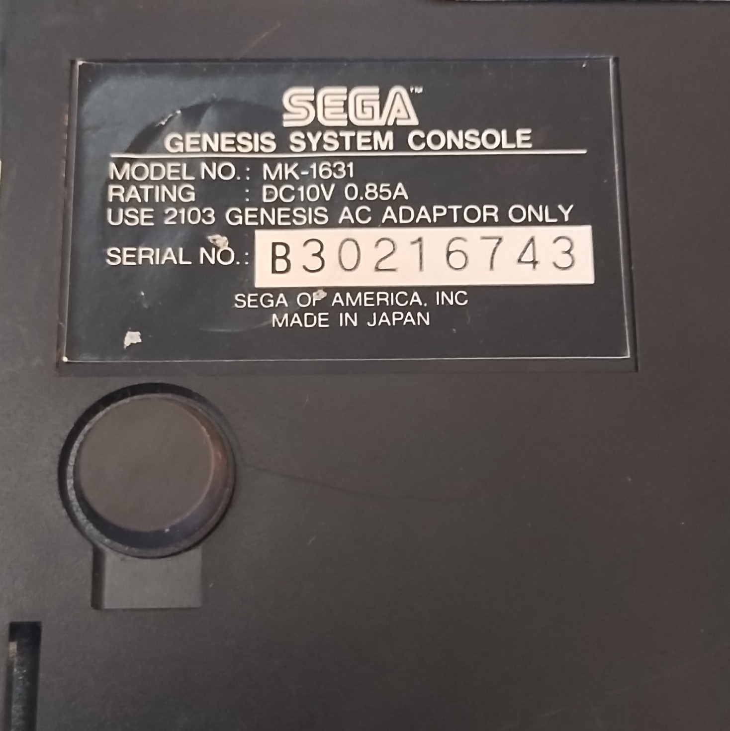 SEGA Genesis MK-1631 Console Only Black NTSC-U/C Composite RCA not tested