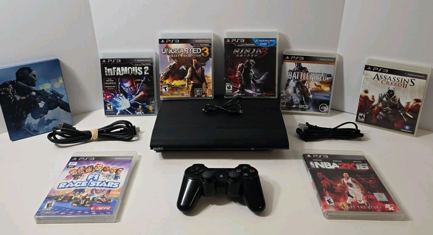 PlayStation 3 Super Slim Console and 8 GAME MEGA BUNDLE! TESTED! SHIPS FREE🔥