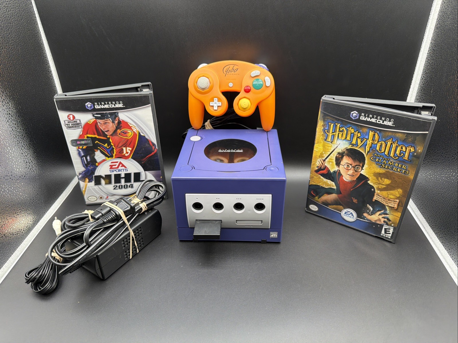 Nintendo GameCube Indigo DOL‑001 Console Bundle •NEW BATTERY!• Tested Working