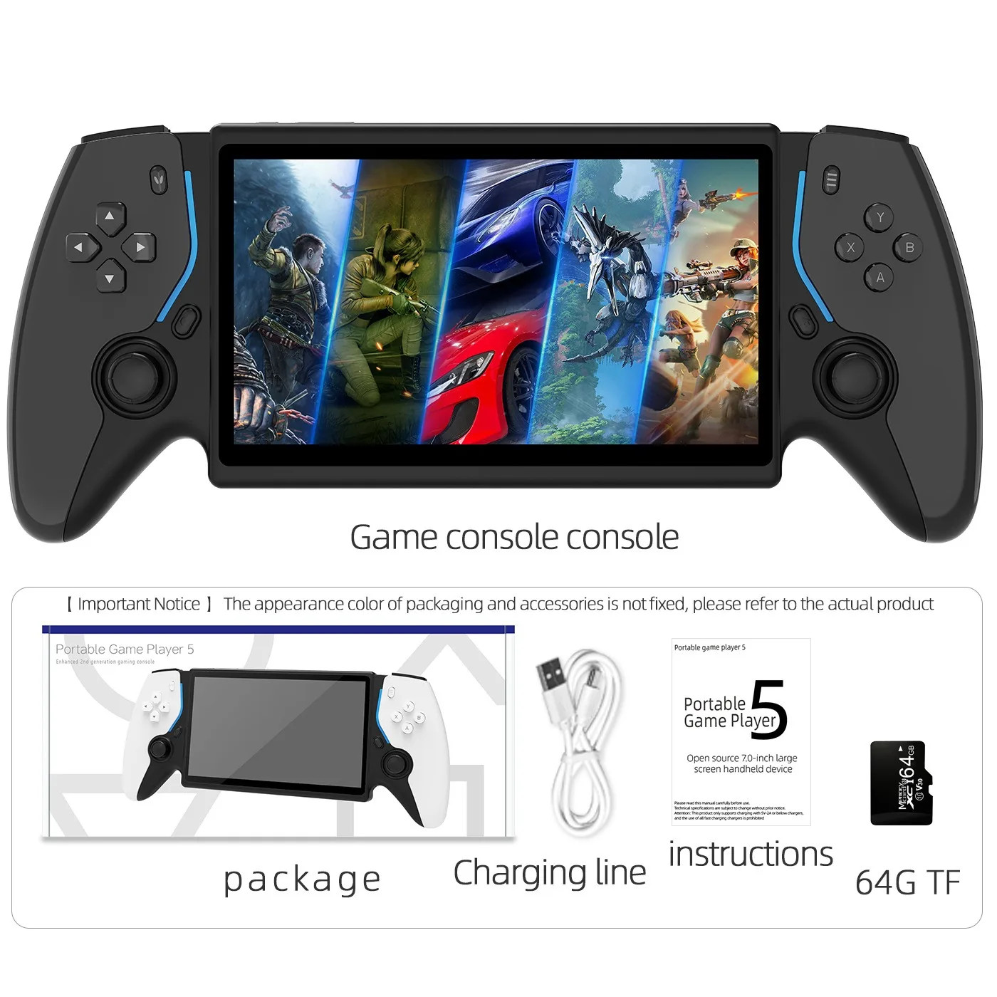 7.0 Inch IPS Screen Linux System Retro Handheld Gaming Console 64GB, Dual Contro