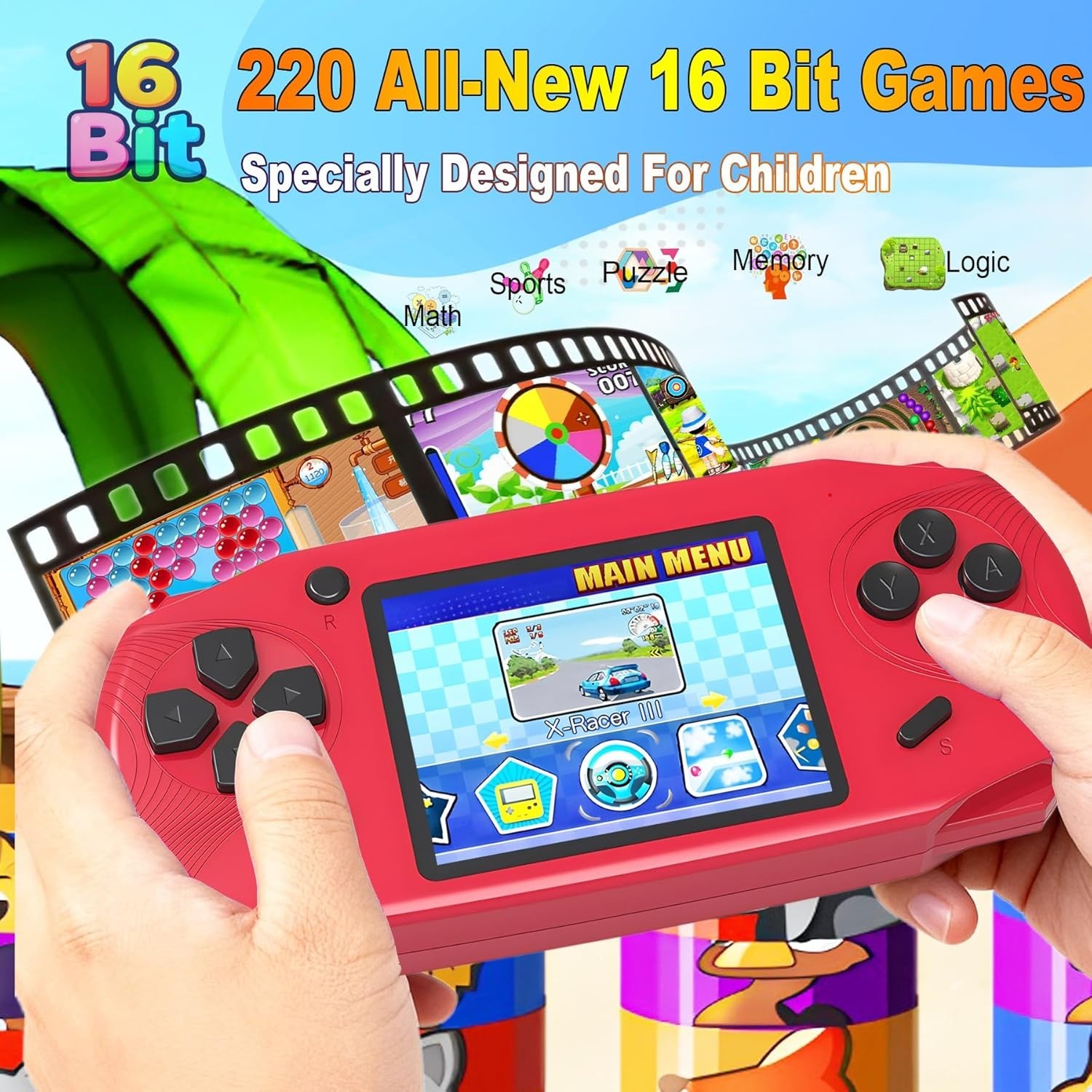 Handheld Retro Video Game Console Plastic 3 Inch Screen Rechargeable Kids Toy