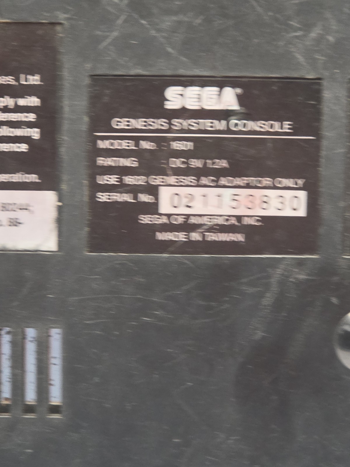 Sega Genesis Model 1 16 Bit 1601 Console Controller Power AV Sonic 2 Bundle
