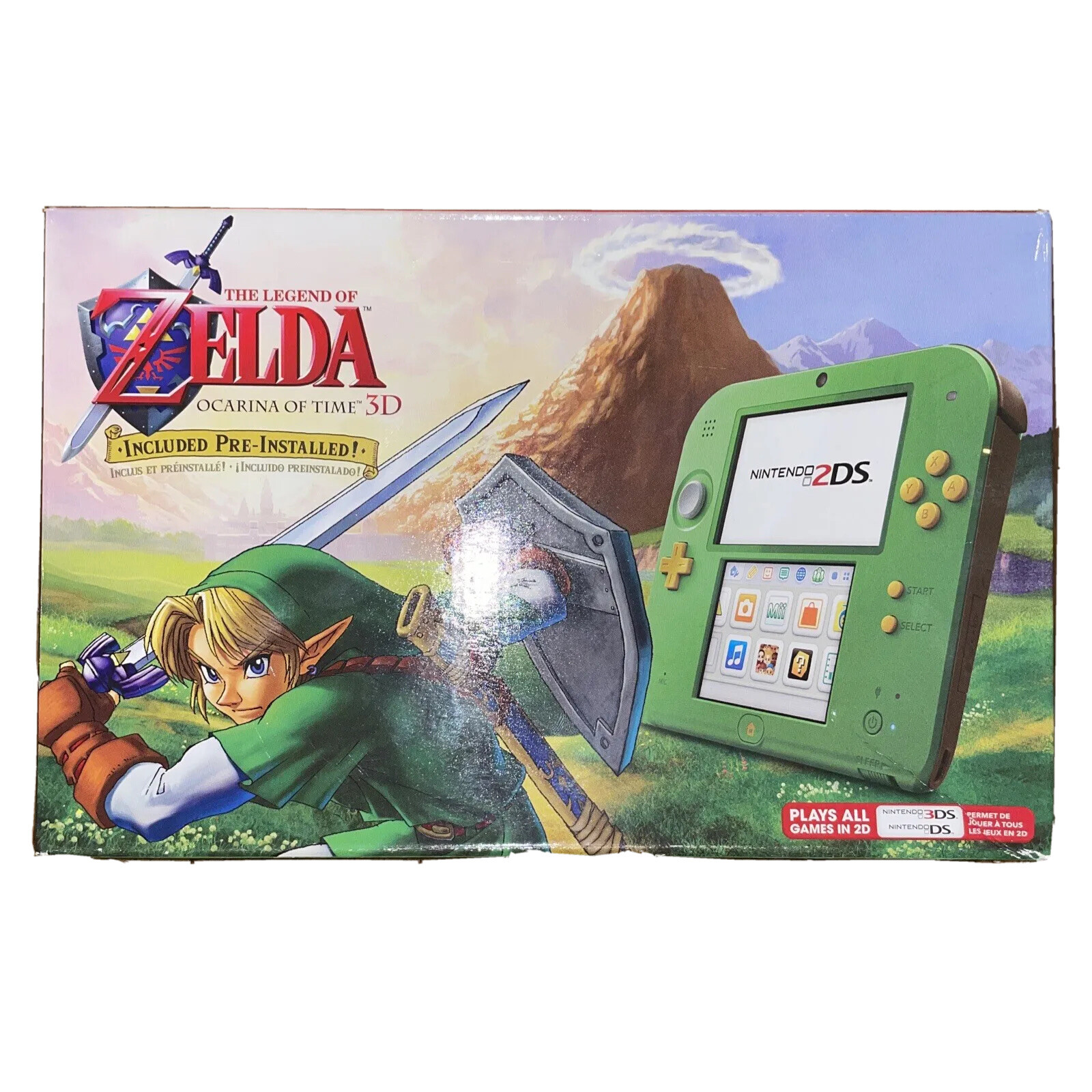 ✅ Nintendo 2DS + Legend of Zelda Ocarina of Time 3D Green Console Bundle – New