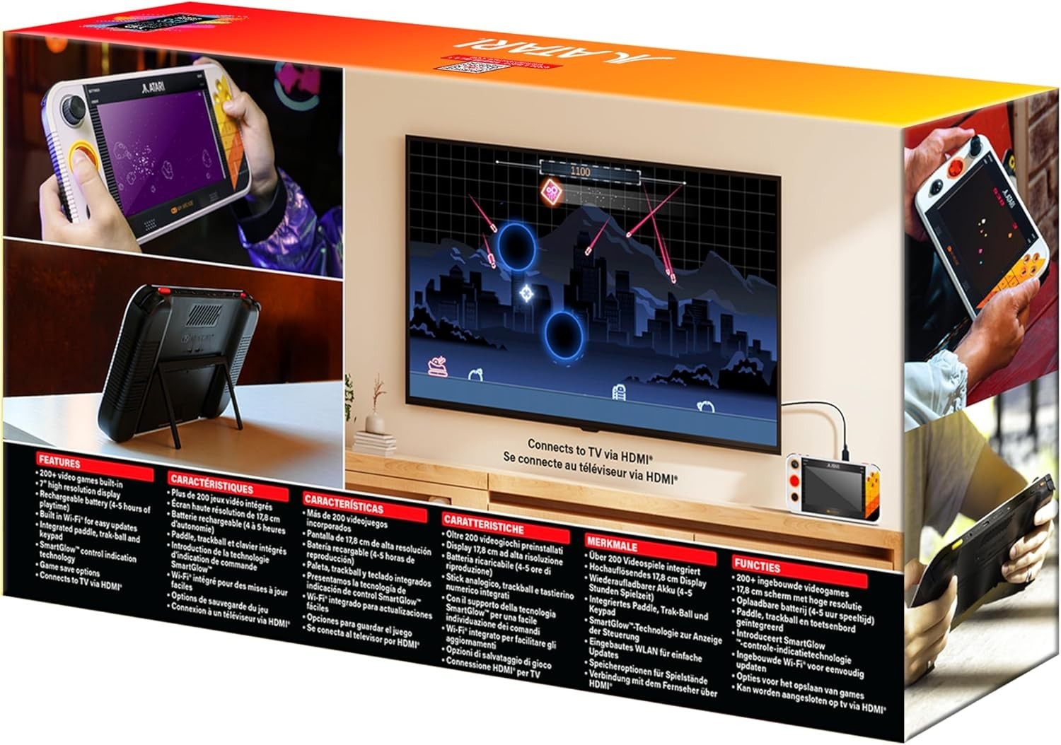 Atari Gamestation Go 7″ LCD, 200+ Built-in Games, Rechargeable, SmartGlow, Wi-Fi