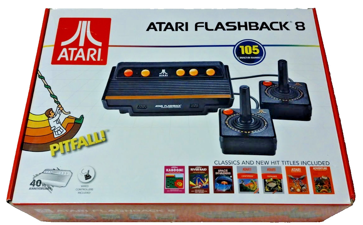 Atari Flashback 8 Video Game System + 2 Controllers Black Original Pkg READ