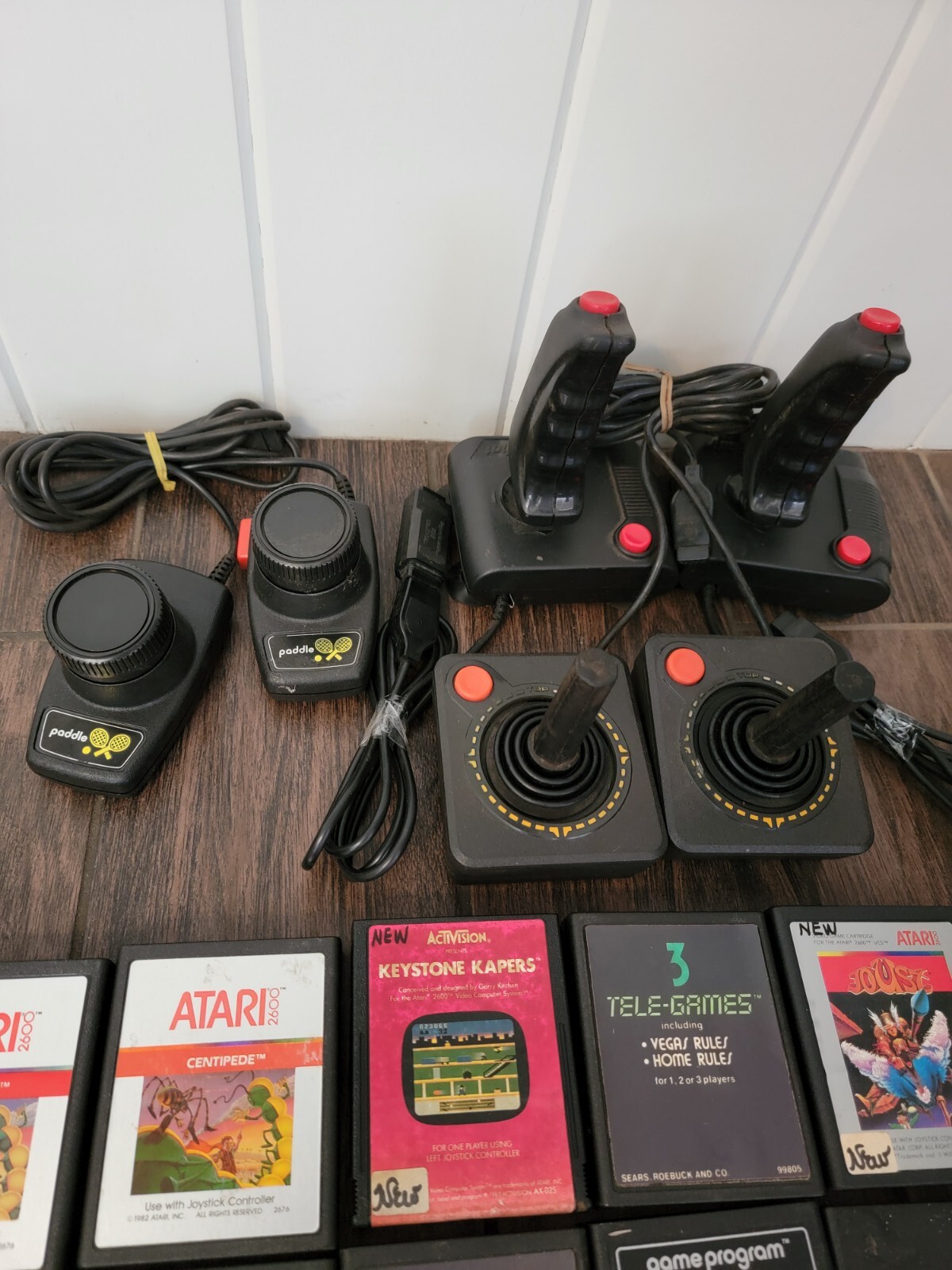 Atari 2600 SIXER Wood Console 6 switch 3 Joysticks 43 game bundle lot