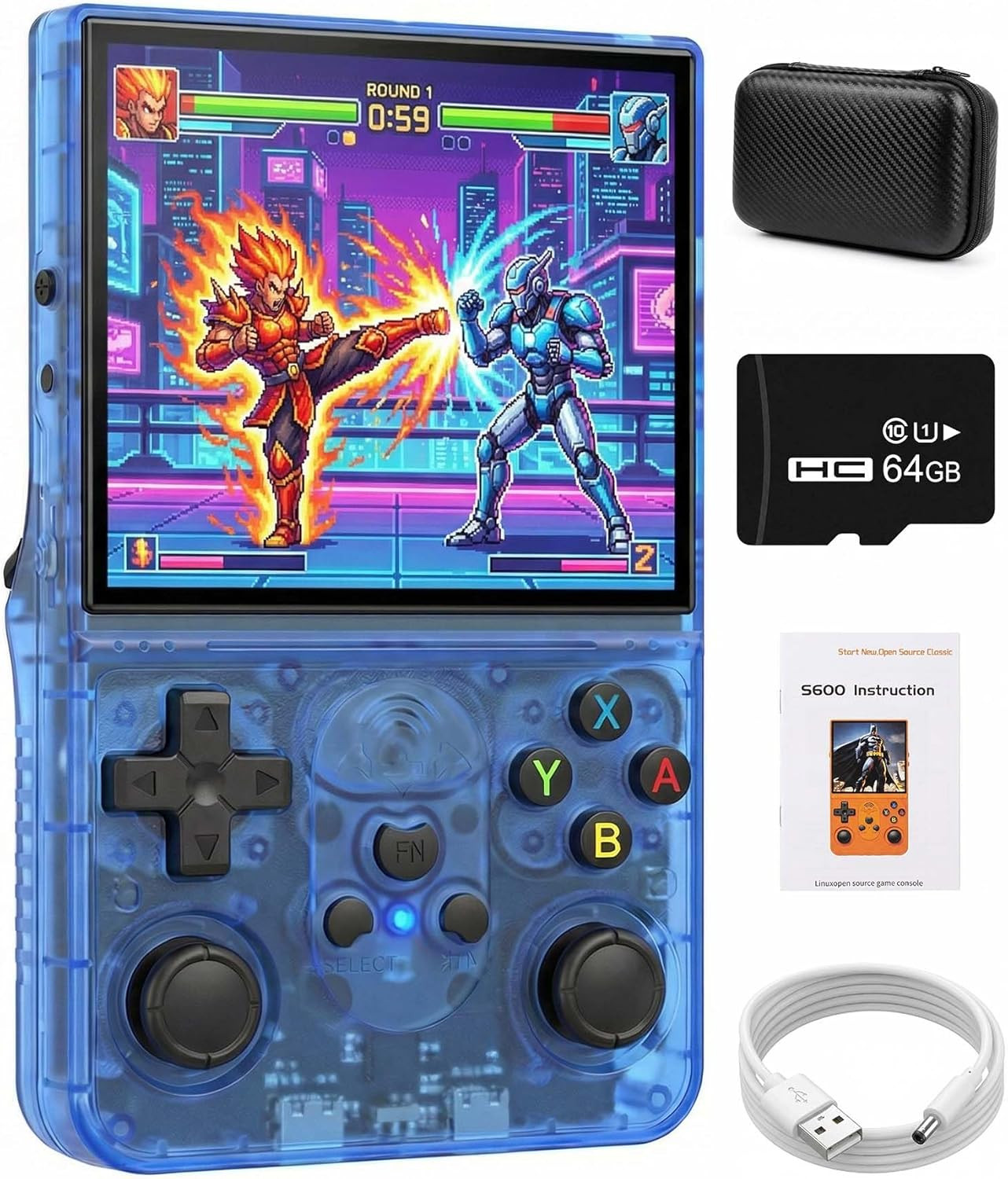 Retro Handheld Game Console, 4.0 Inch 720X720 IPS Screen 64GB Built-In 18,000+ C