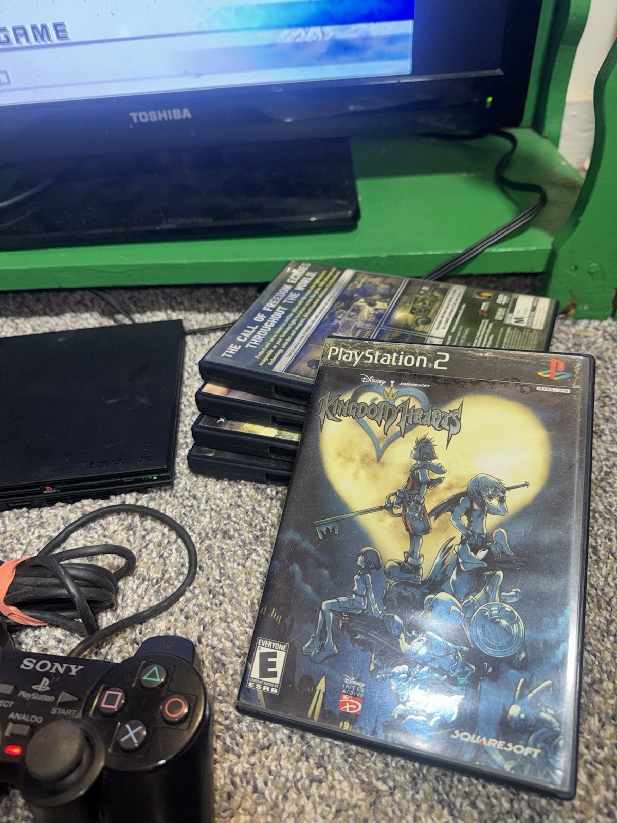 Sony PlayStation 2 Bundle 8mb Card 4 Mystery Games And Kingdom Hearts/Controller