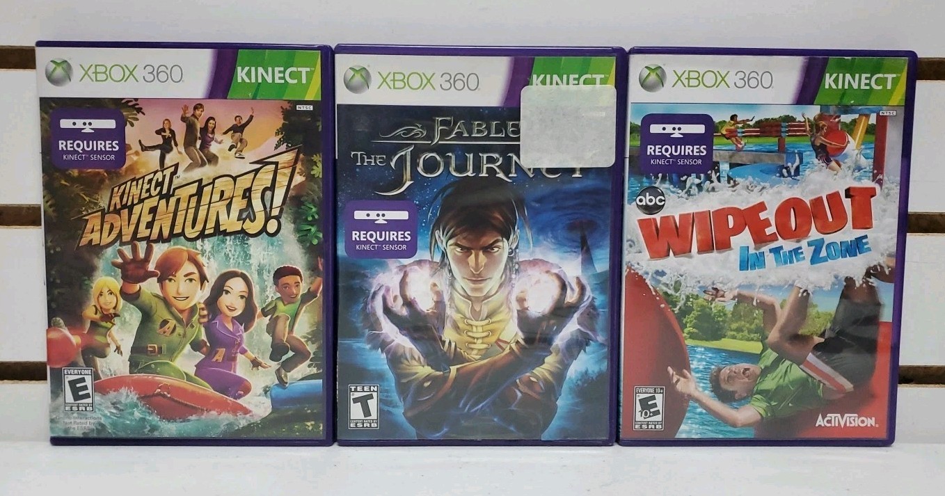 Xbox 360 Kinect Sensor Bar Bundle w/Games – Tested & Works – Lot #15 *READ*
