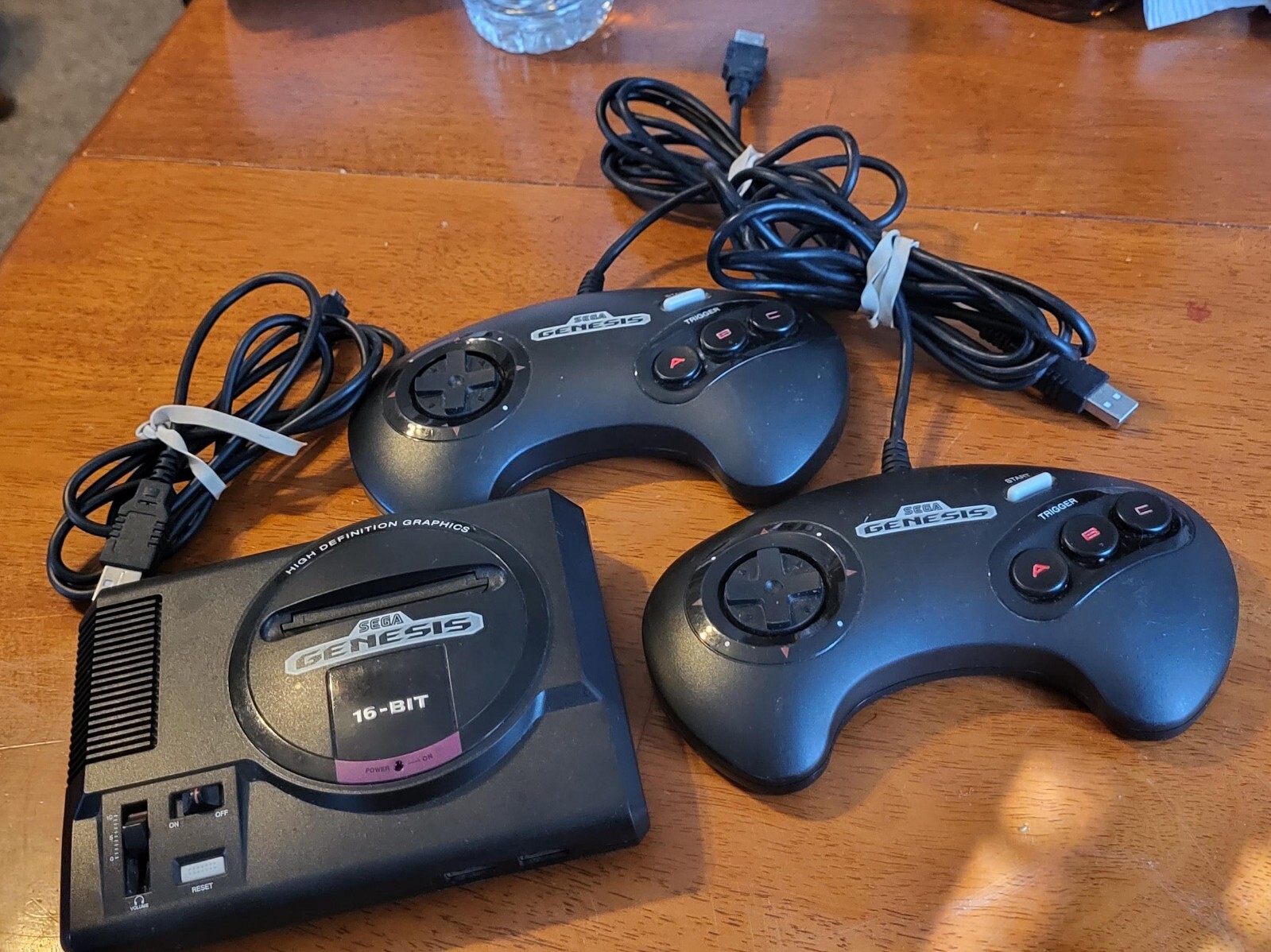 Sega Genesis Mini Console Model MK-16000 with 2 wired MK-16500 Controllers