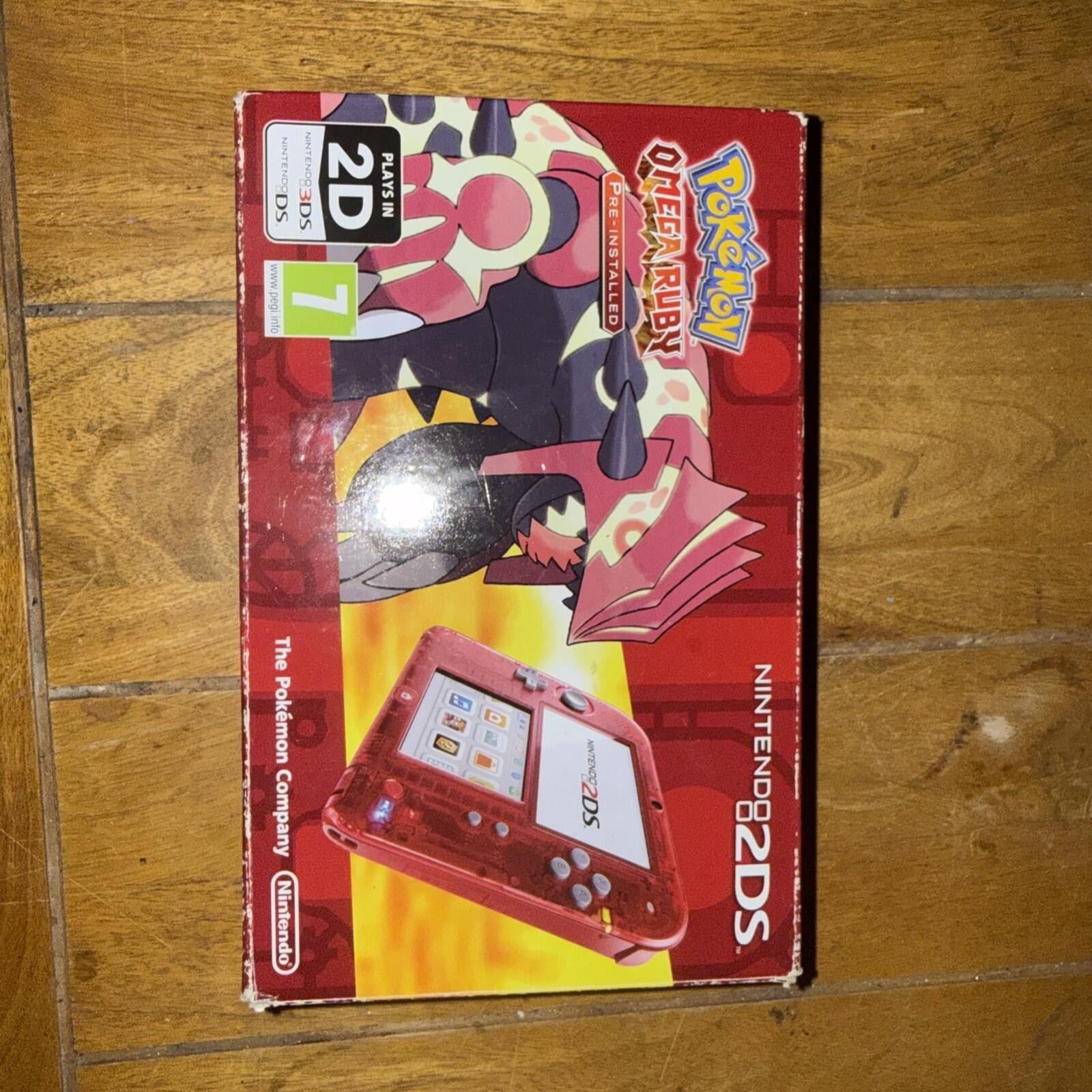 Nintendo 2DS Pokemon Red Handheld Console Clear Omega Ruby edition,rare boxed