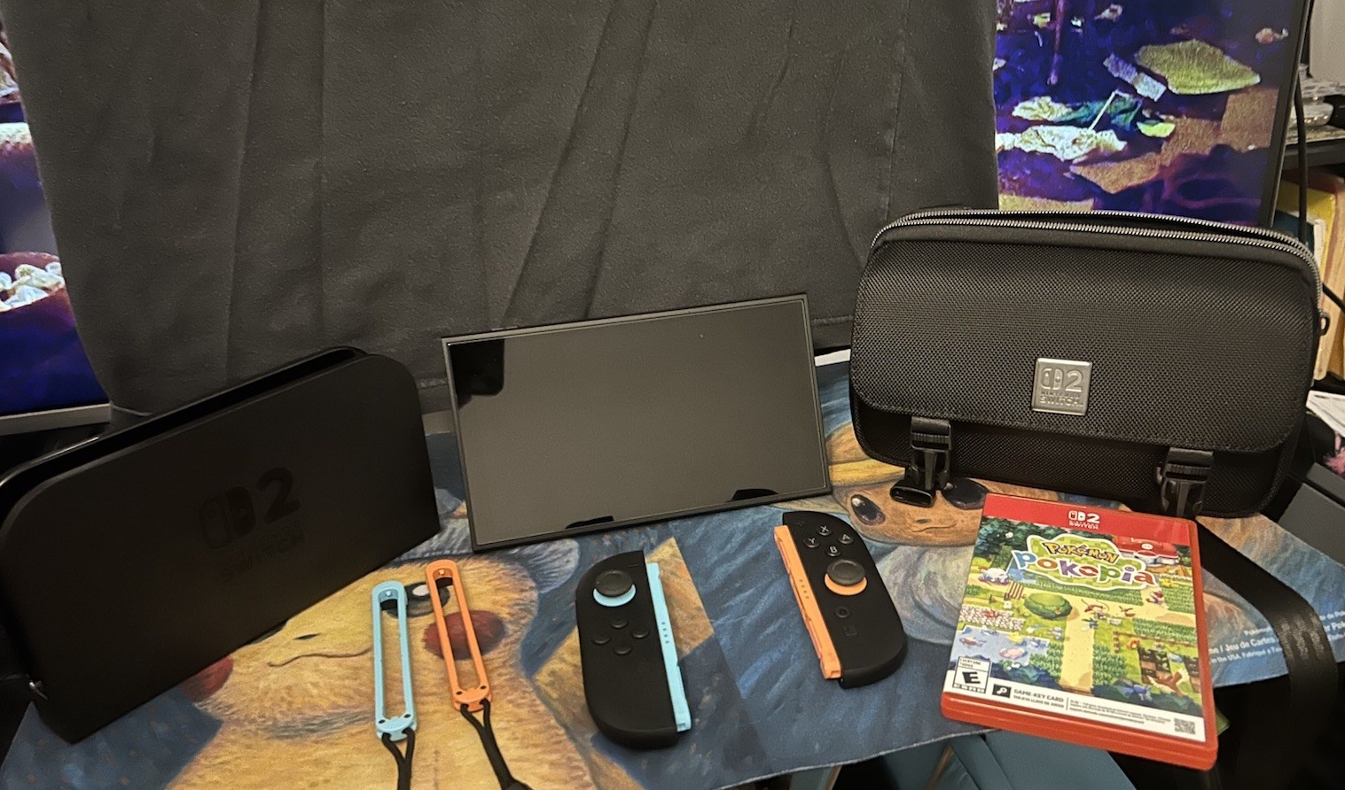 Nintendo Switch Console Bundle Black Blue/Orange Joy-Con Dock Case Wi-Fi