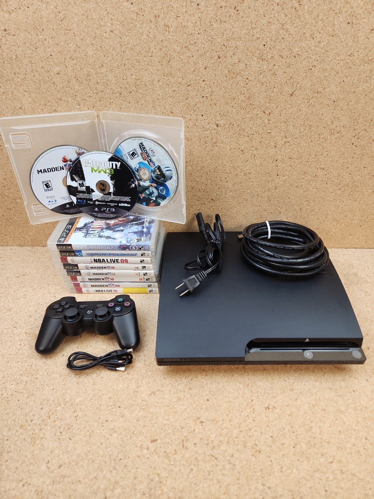 Sony PlayStation 3 PS3 Slim 120GB Console Bundle W/Controller & 11 Games Tested