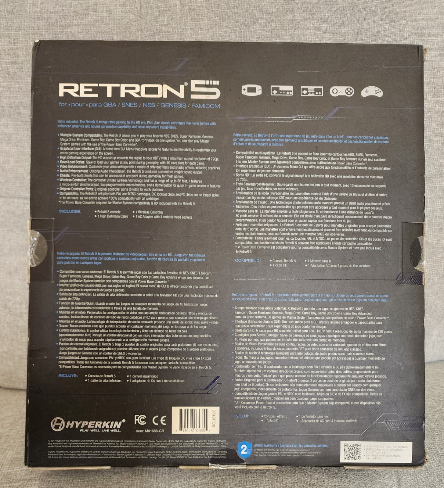 Hyperkin Retron 5 Launch Edition Gray Console – Complete – Tested – Authentic