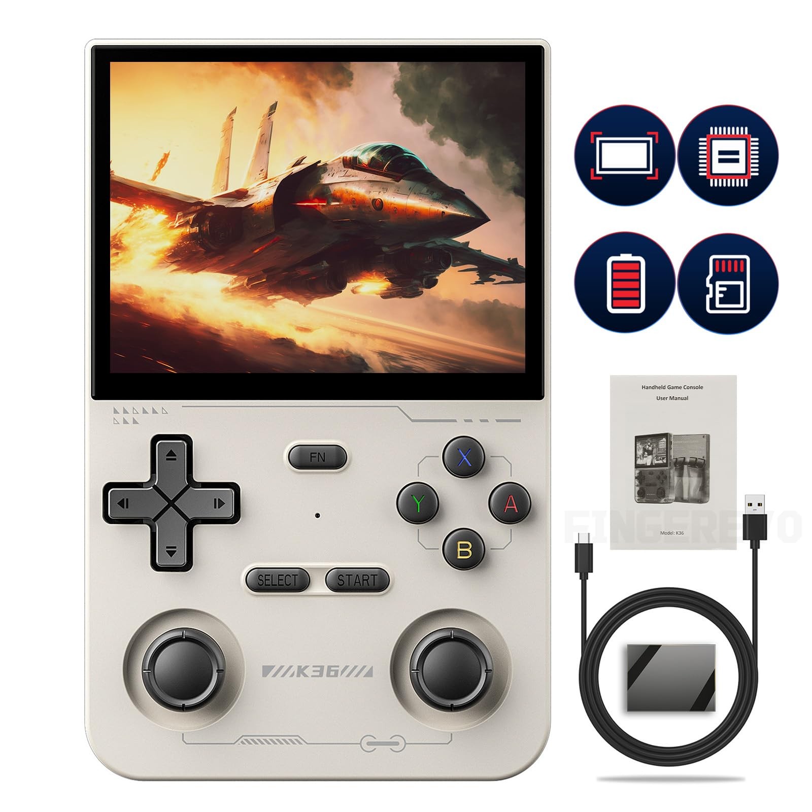 K36 Gray Handheld Game Console 3.5 Inch Screen RK3326 Long Battery Life