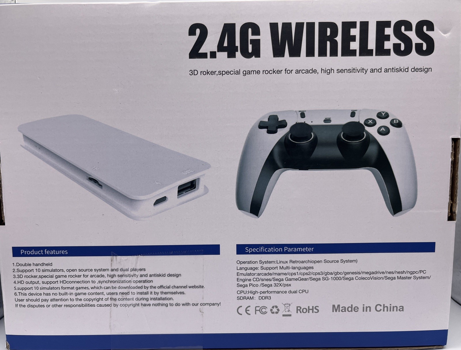 SJGAM M15 Plus Retro Video Game Console White 4K HDMI 2.4G Wireless Controllers