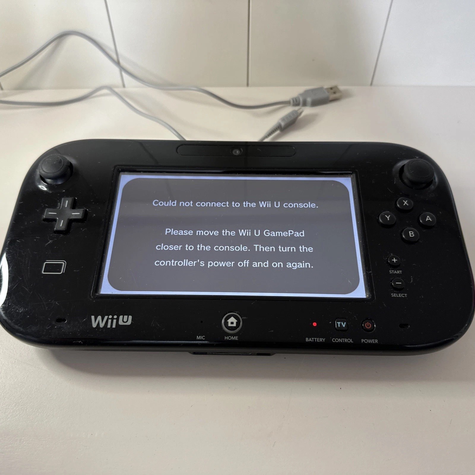 Nintendo Wii U GamePad Controller WUP-010 (USA) Black Tablet with Charger Cable