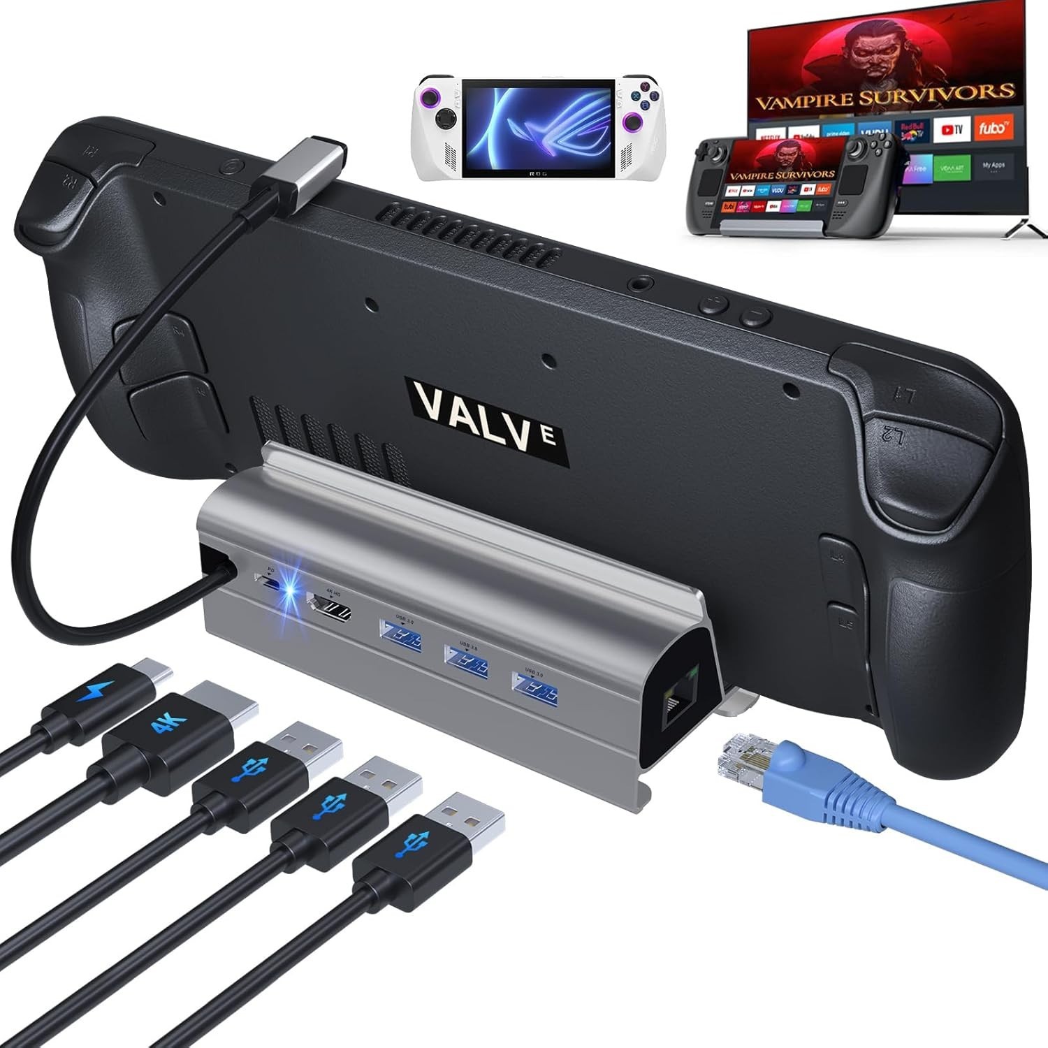 All-in-One Docking Station for Steam Deck: HDMI 4K, USB 3.0 & Gigabit Ethernet