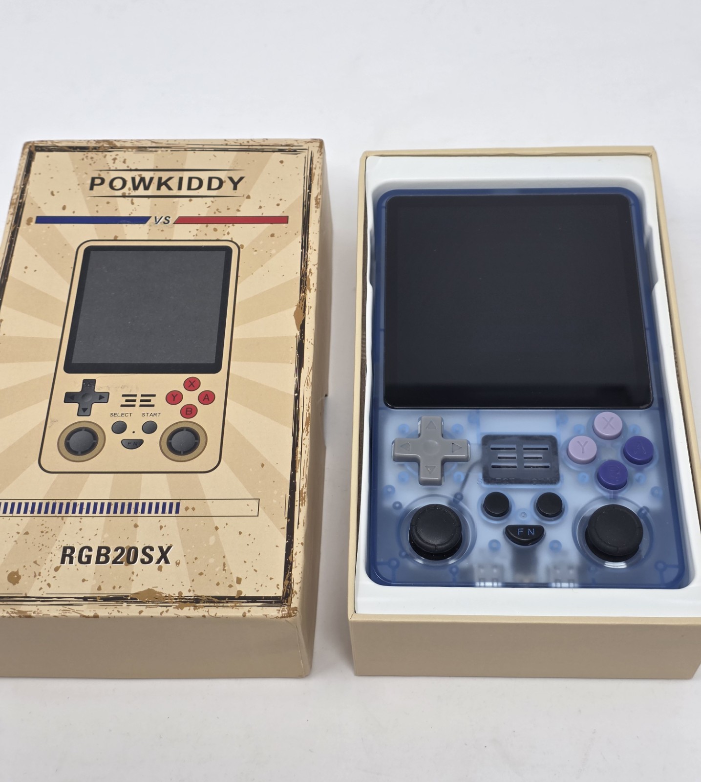 Powkiddy RGB20SX Clear Blue Linux Retro Handheld Game Console ROCKNIX 1:1