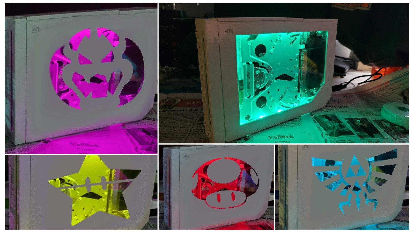 Custom Wii Top shell with RGB LED + Optional Wii console with AVE-Hdmi installed