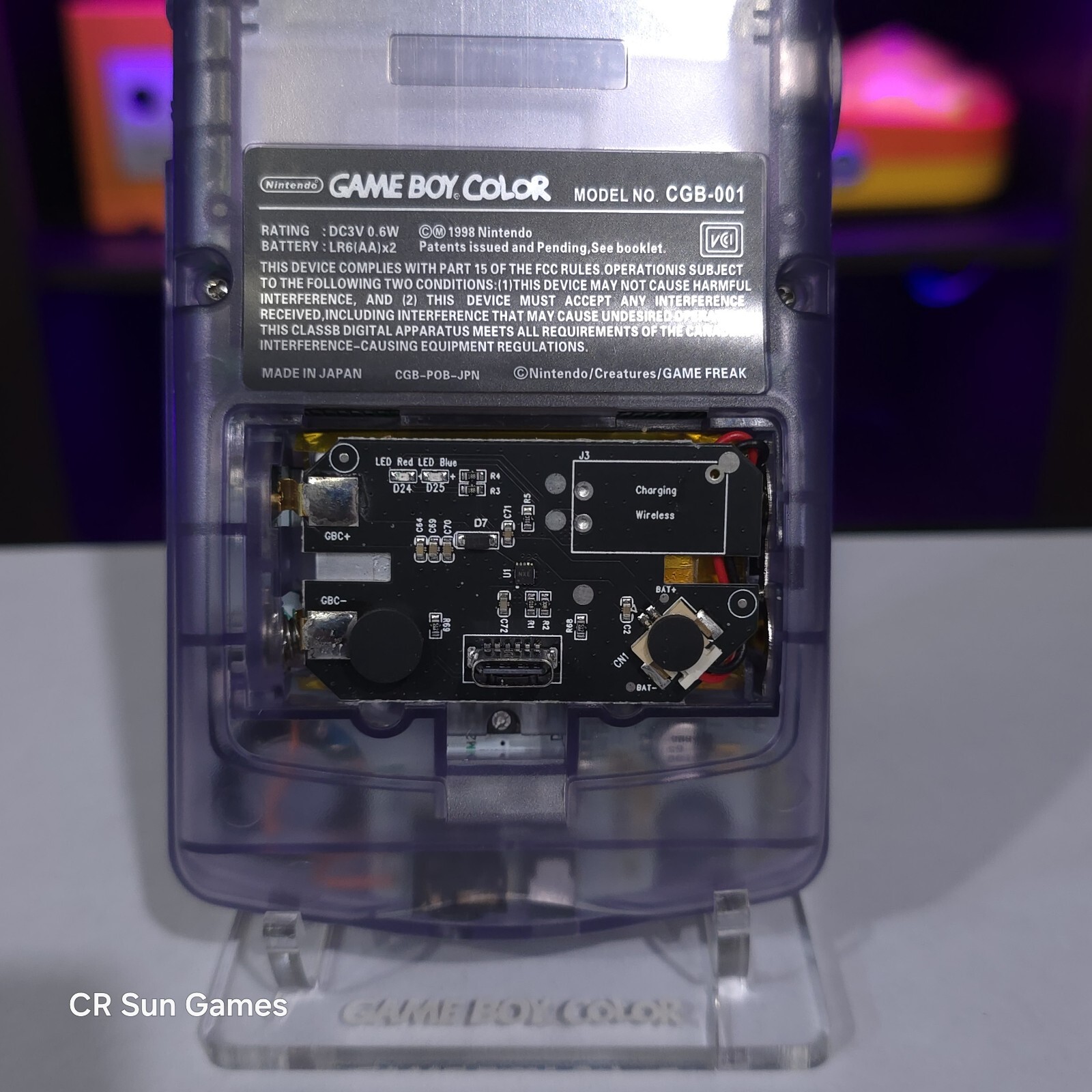 Atomic Purple Gameboy Color Console OLED Touch Screen USB-C Rechargeable Battery