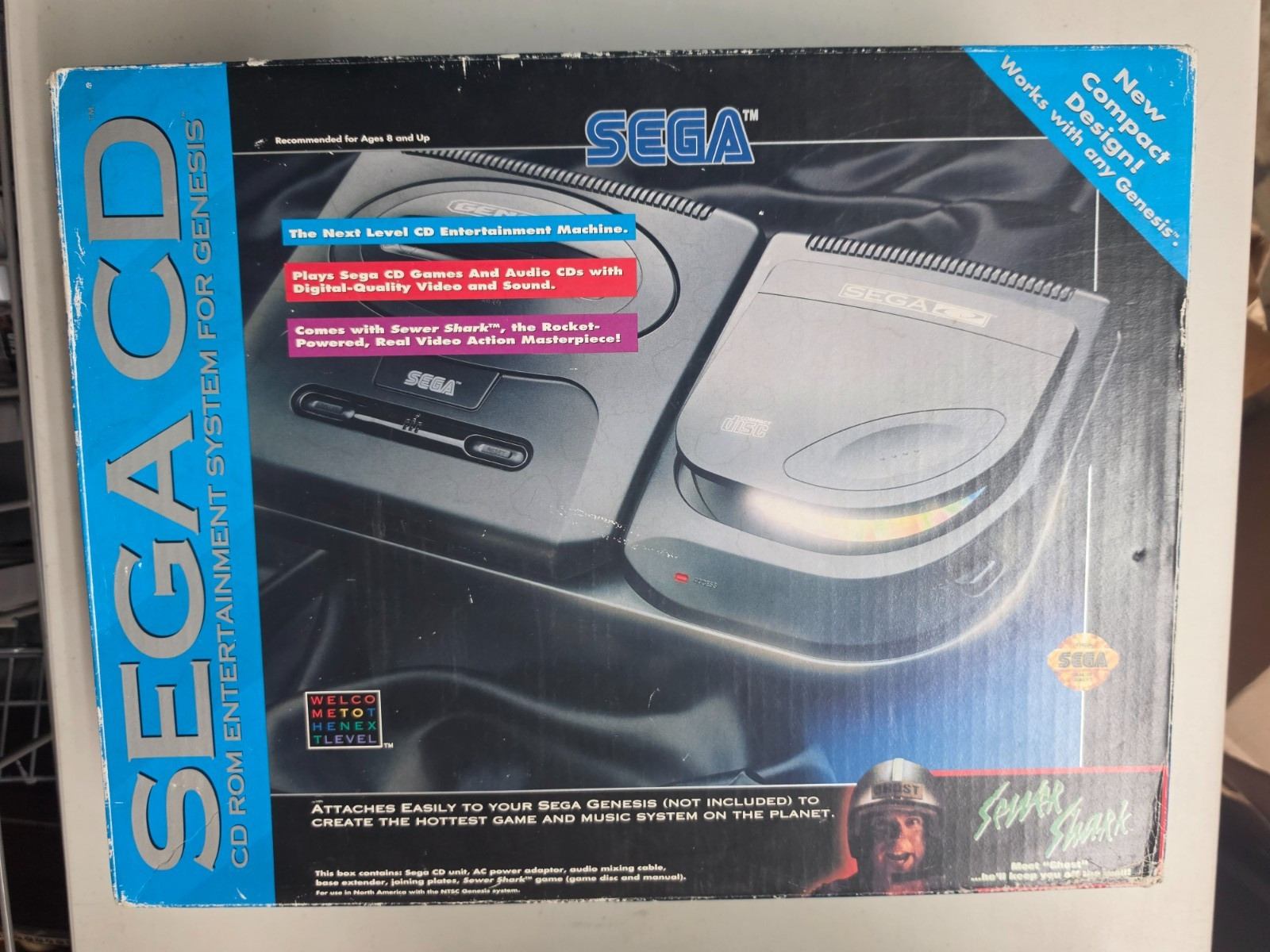 Sega CD MK-4101 Game System Console W/Genesis, No Sewer Shark Original Box