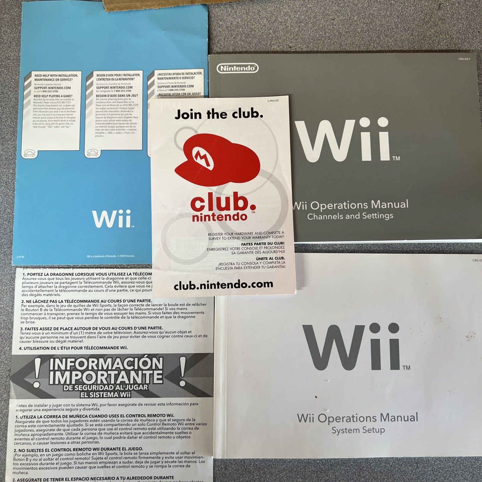 Nintendo Wii Console Bundle Model# RVL-001 with 2 Remotes & 1 Nunchuck Tested
