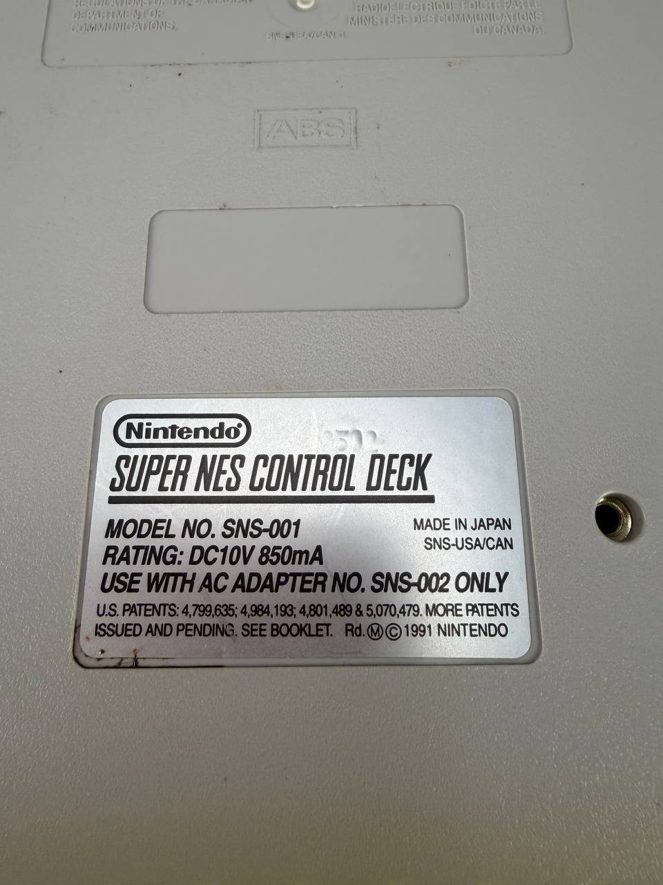 Super Nintendo SNES Control Deck Console Only SNS-001
