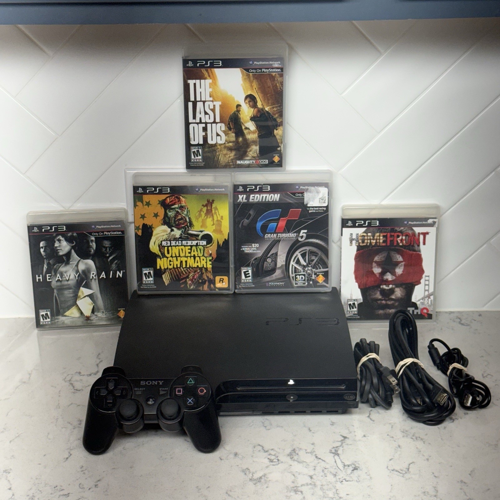 PlayStation 3 PS3 Slim 120GB Console Bundle w 5 Games, Controller – Tested!