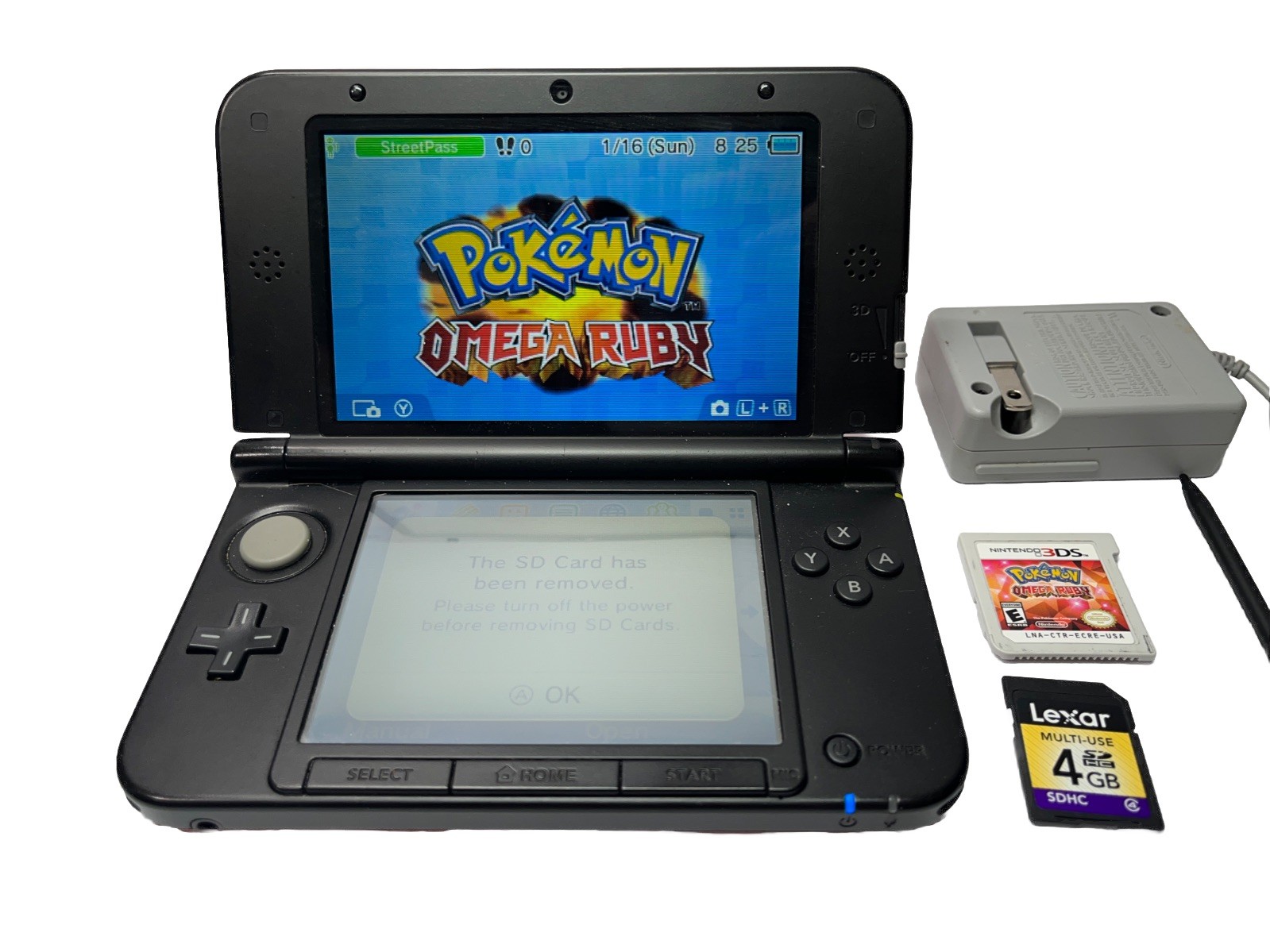 Nintendo 3DS XL Red Video Game Console w/ extras Pokémon Game 4gb SD