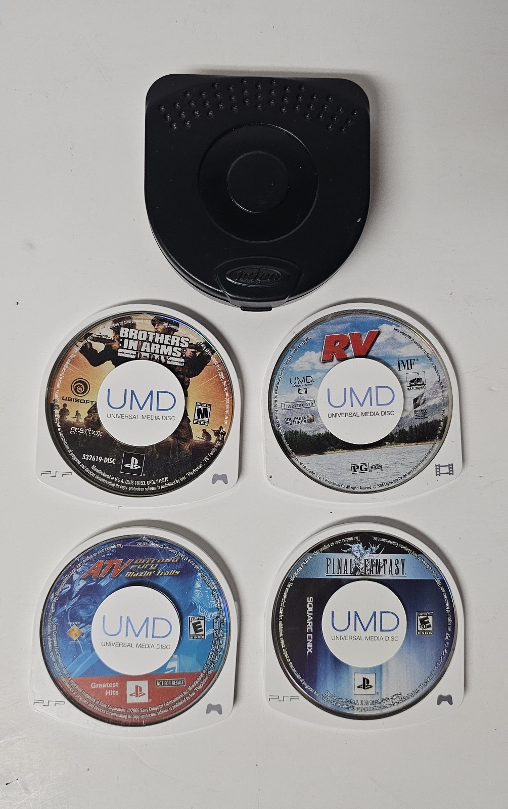 Sony PSP 4-game Lot w/ Black Intec Game holder Case (Final Fantasy, ATV, & More)