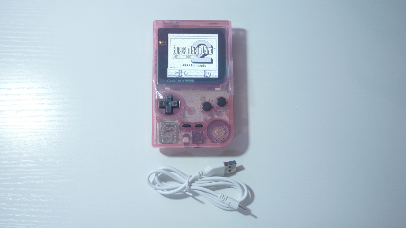 Clear Cherry Pink Game Boy Pocket Light (MGB-001) w/ 36 Color Backlit IPS Screen