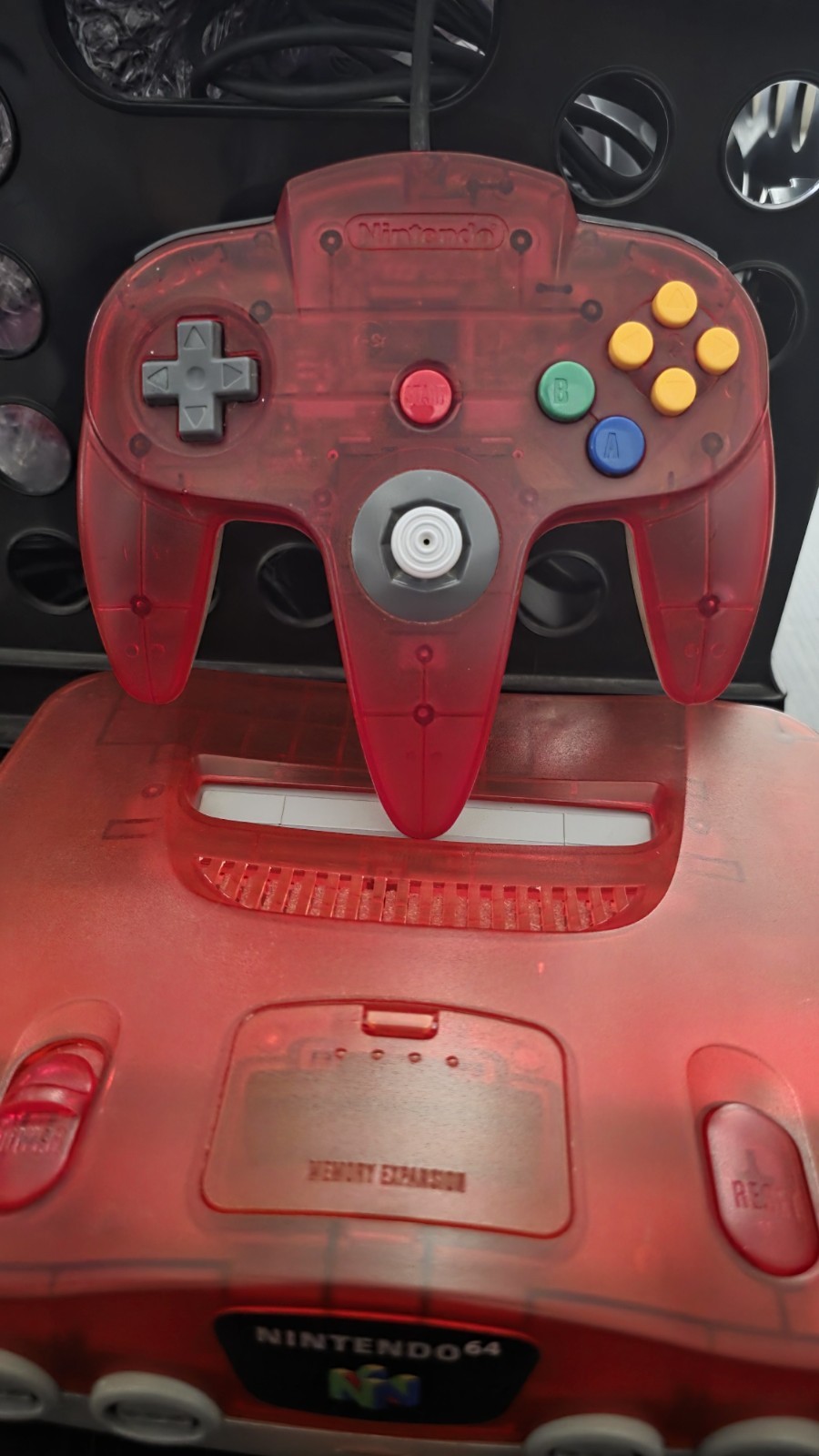 Nintendo 64 N64 Clear Red “Watermelon” Console w/ Region Free Tray + OEM…