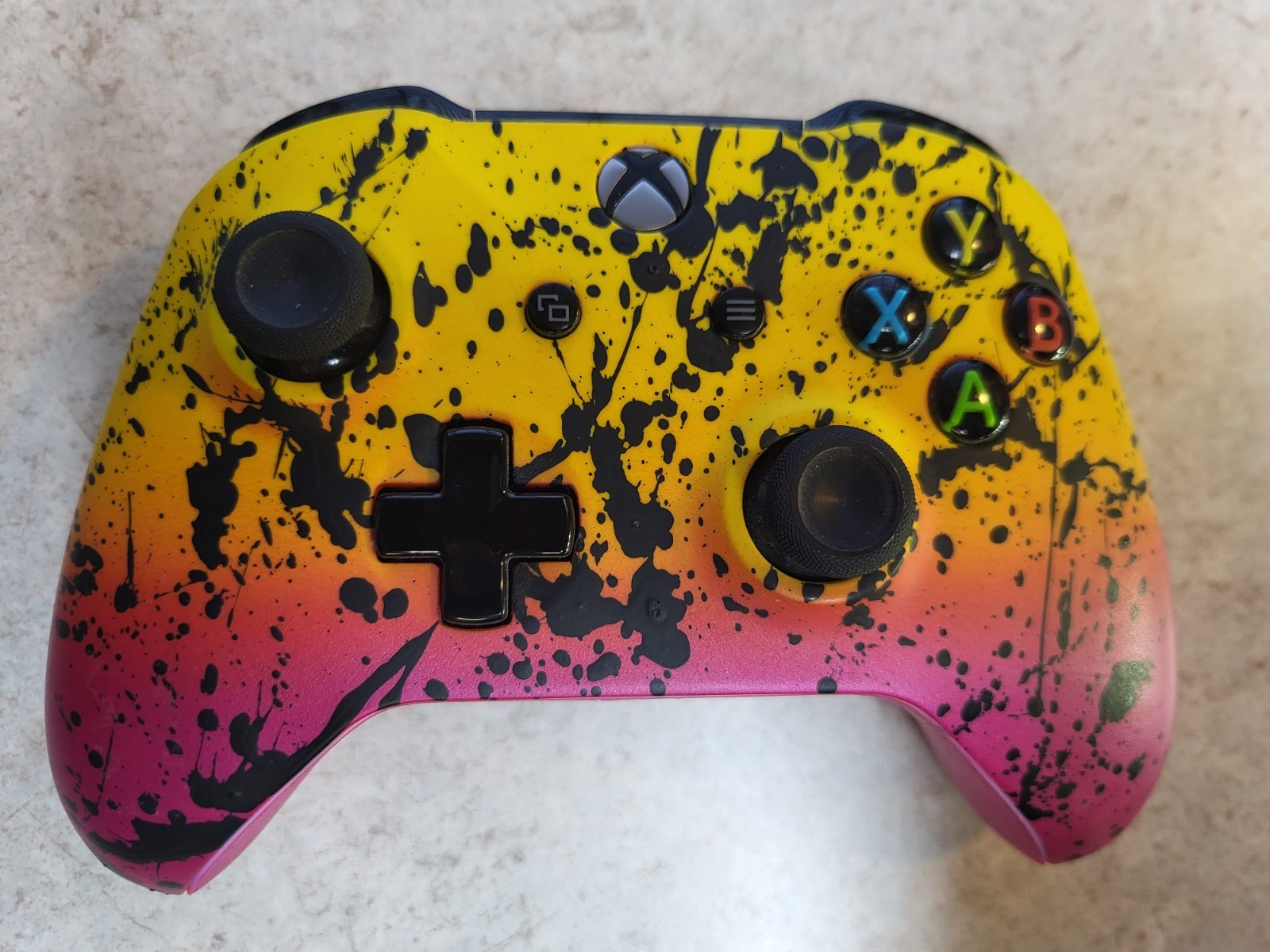 Xbox One Paint spatter Yellow/Orange/Pink & Black Xbox Design Lab Controller
