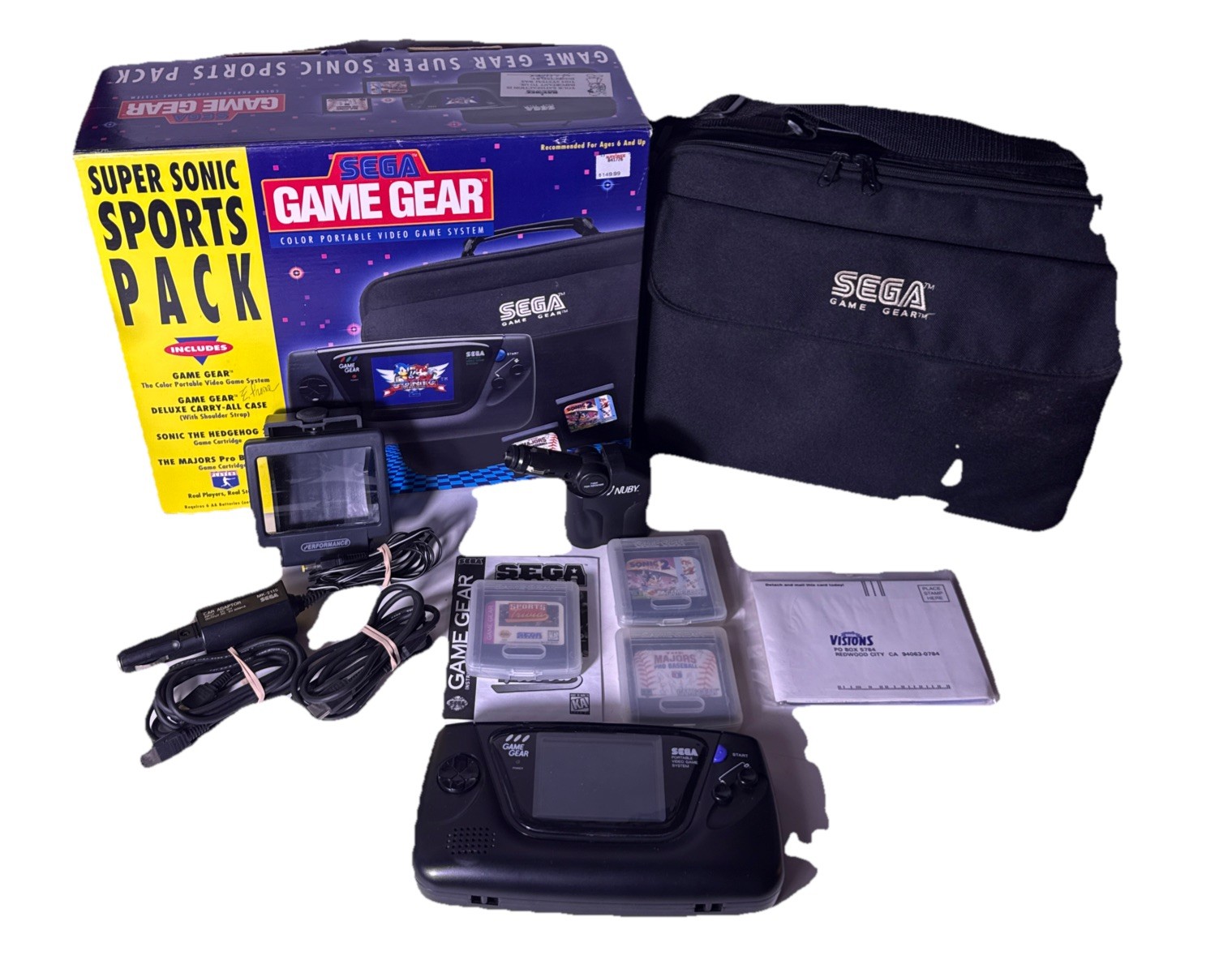 Sega Game Gear Console, Super Sonic Sports Pack – In Box W/ Accessories