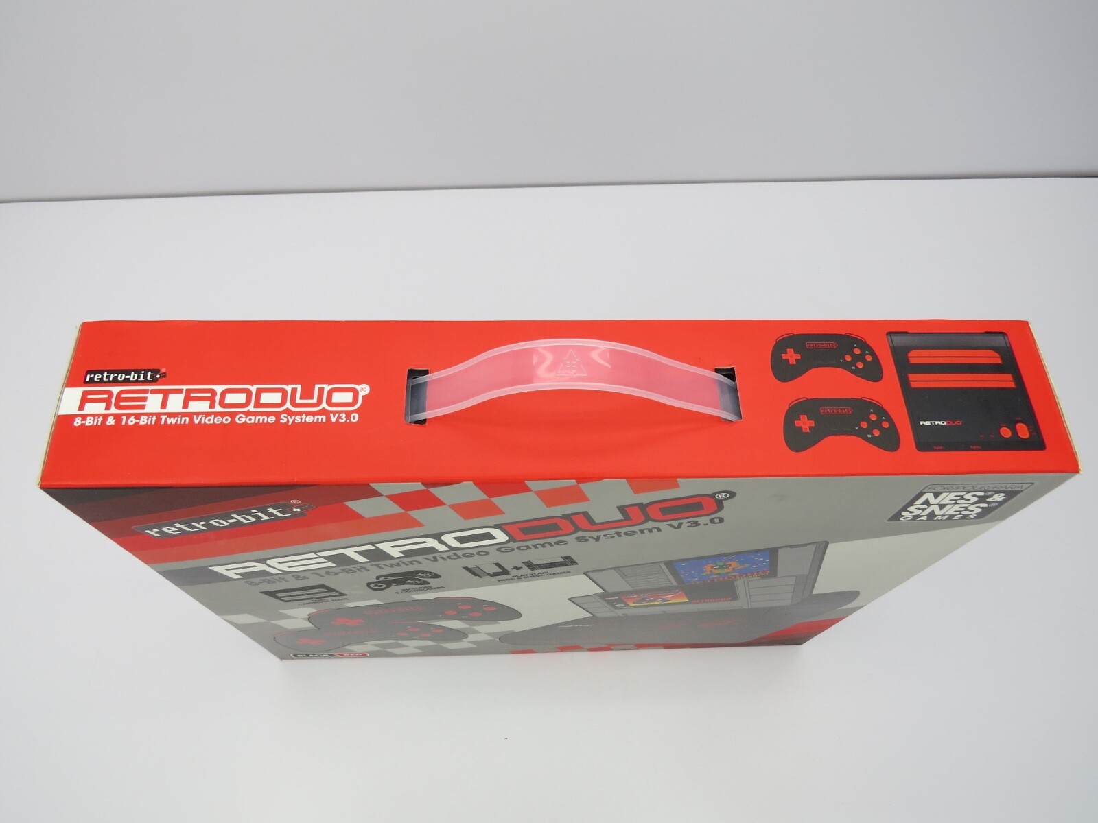 Retro-Bit RetroDuo Video Game Console 2 in 1 NES & SNES 8 Bit & 16 Bit Black Red