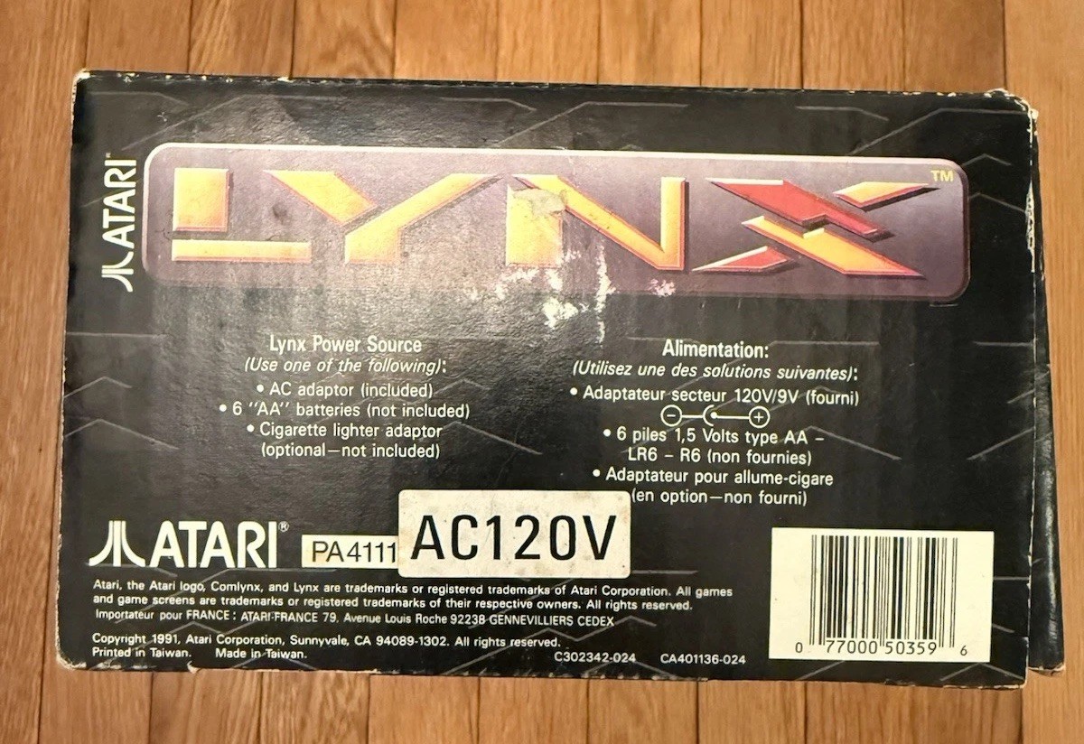 Atari Lynx Model 2 Deluxe Pack Handheld Console PA4111 w Box & Manual Tested