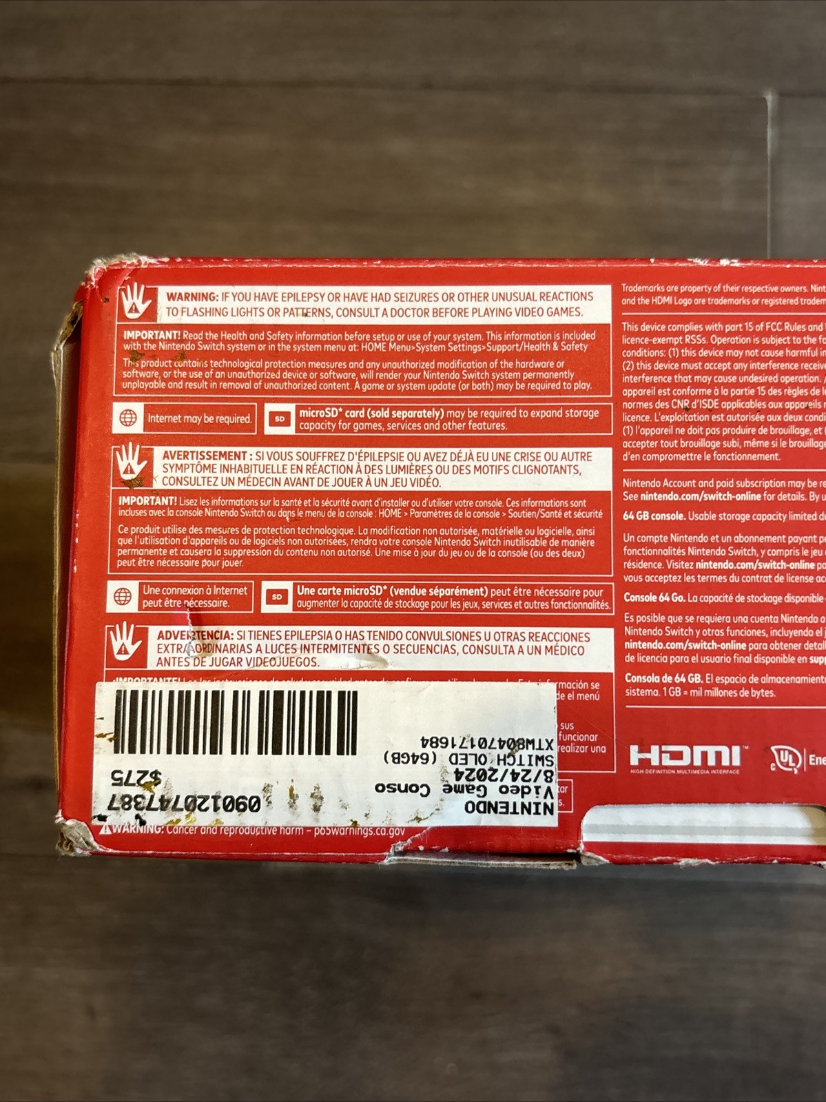 OPEN BOX NINTENDO SWITCH OLED HEG-001 HANDHELD CONSOLE 64GB