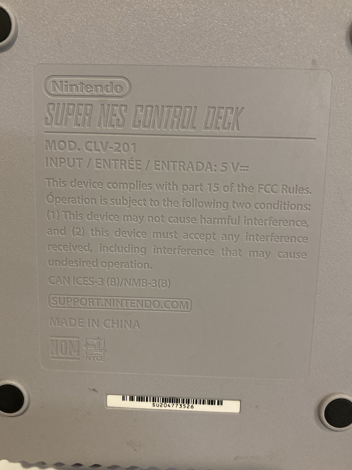 Super Nintendo SNES Classic Edition Console Gaming System CLV-201 Gray Working