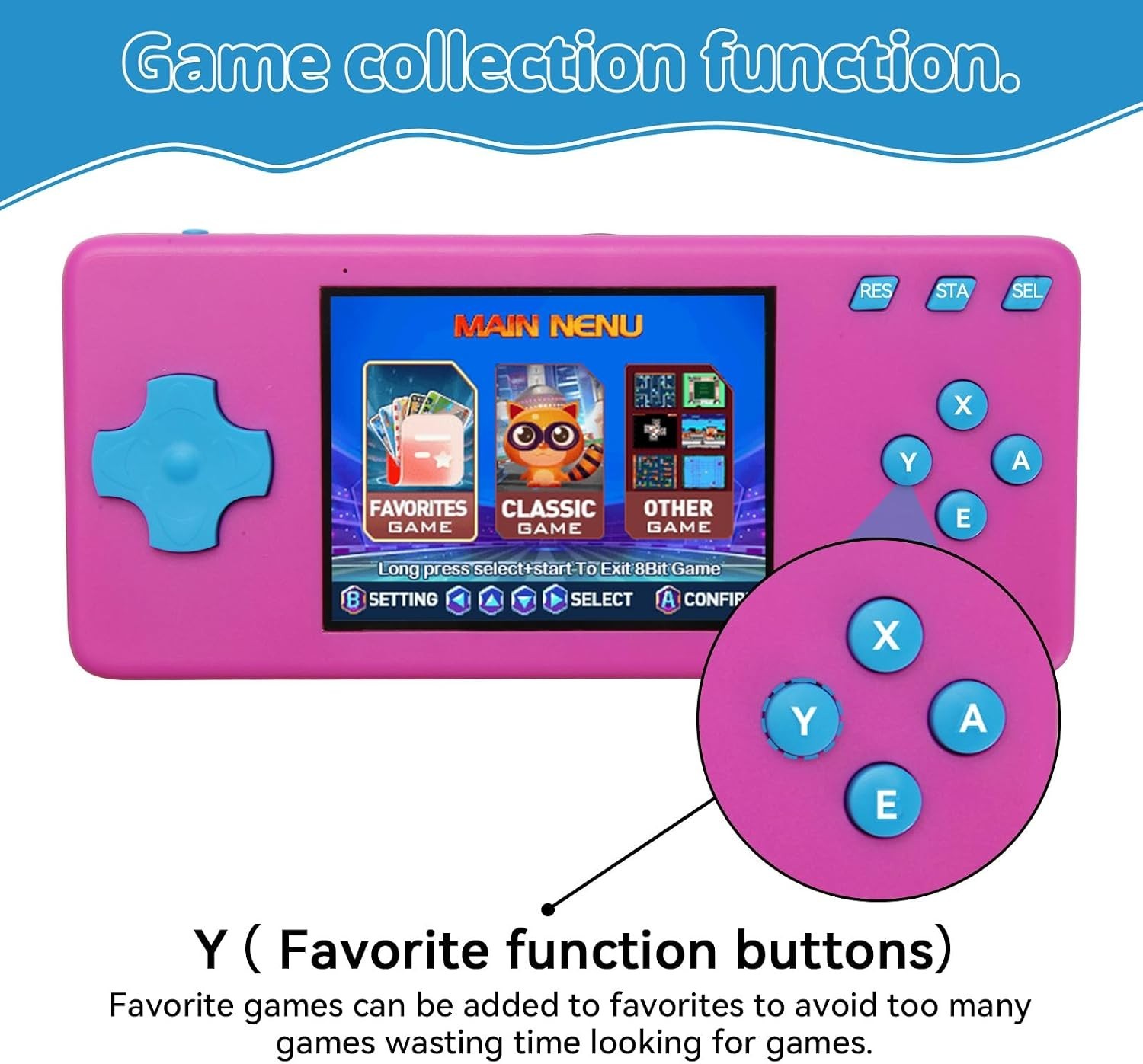 3.2-Inch Handheld Game Console with 300 Retro Games – Perfect Kid Gift in Blu…