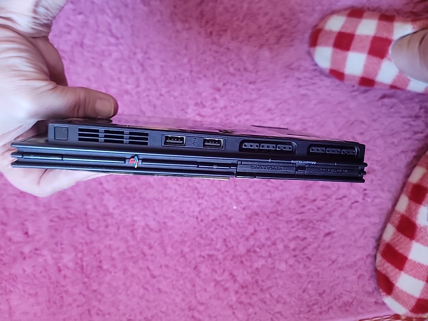 Sony PlayStation 2 Console Slim. Skull skin Color with all attachments Works..